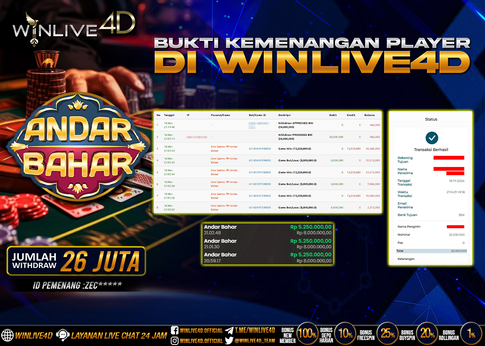 WINLIVE4D JACKPOT LIVE CASINO ANDAR BAHAR