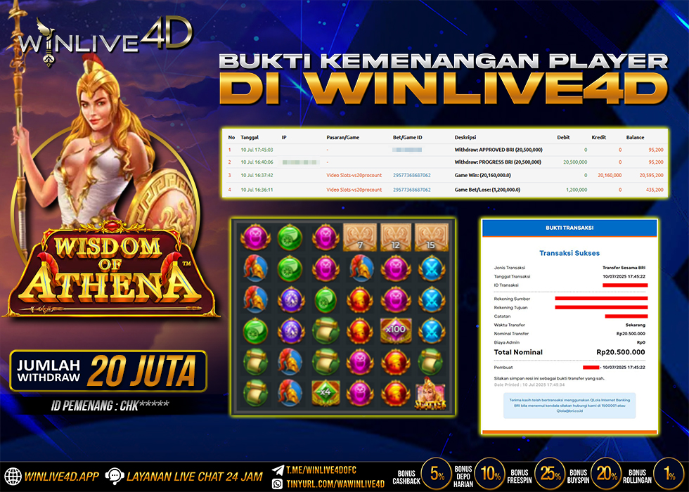 WINLIVE4D JACKPOT WISDOM OF ATHENA