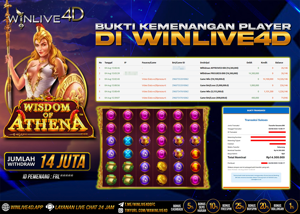 WINLIVE4D JACKPOT WISDOM OF ATHENA