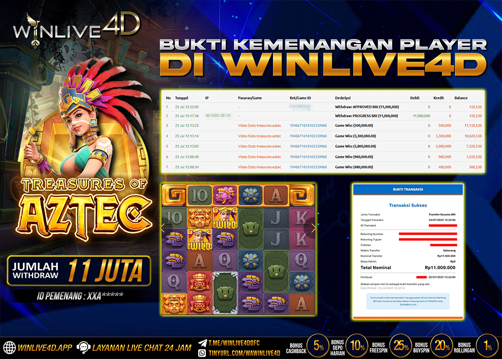 WINLIVE4D JACKPOT SLOT TREASURES OF AZTEC
