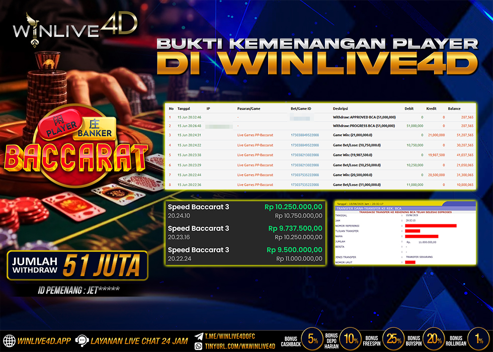WINLIVE4D JACKPOT LIVE CASINO BACCARAT