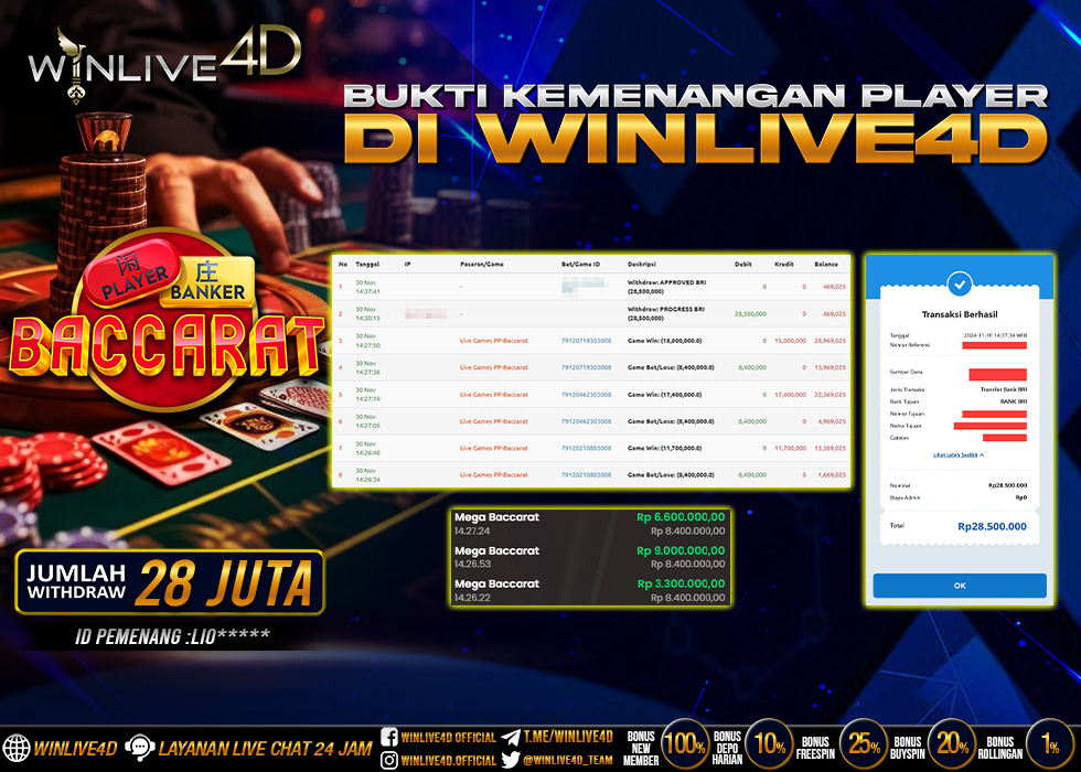 WINLIVE4D JACKPOT LIVE CASINO BACCARAT