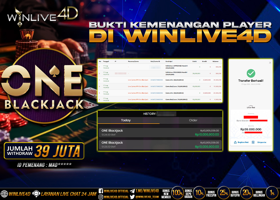 WINLIVE4D JACKPOT LIVE CASINO ONE BLACKJACK