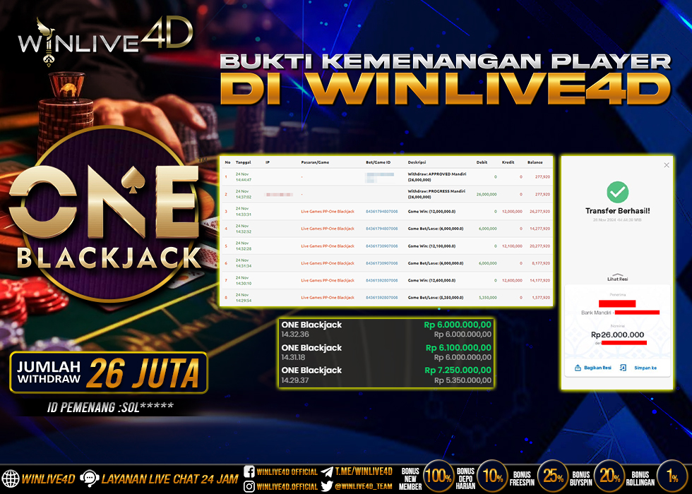 WINLIVE4D JACKPOT LIVE CASINO ONE BLACKJACK