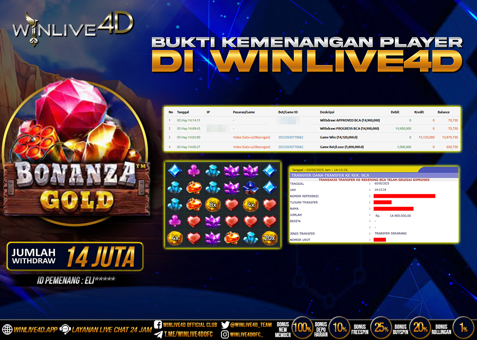 WINLIVE4D JACKPOT SLOT BONANZA GOLD