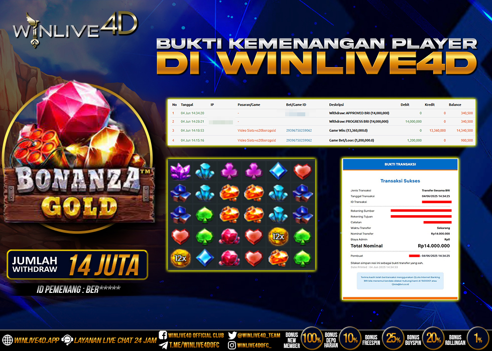 WINLIVE4D JACKPOT SLOT BONANZA GOLD