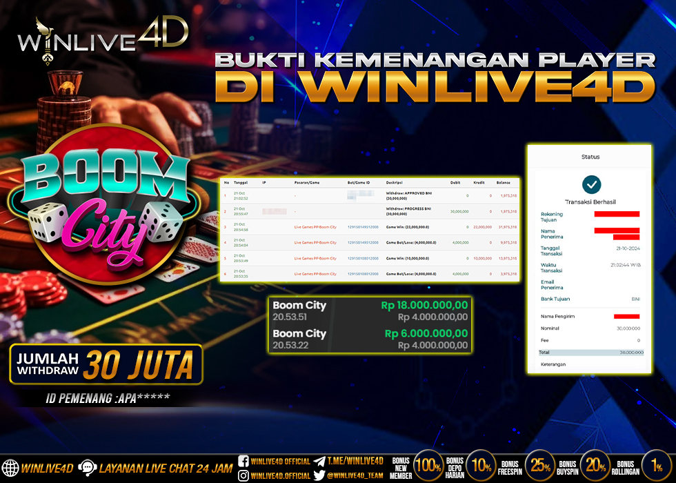 WINLIVE4D JACKPOT LIVE CASINO Rp.30.000.000