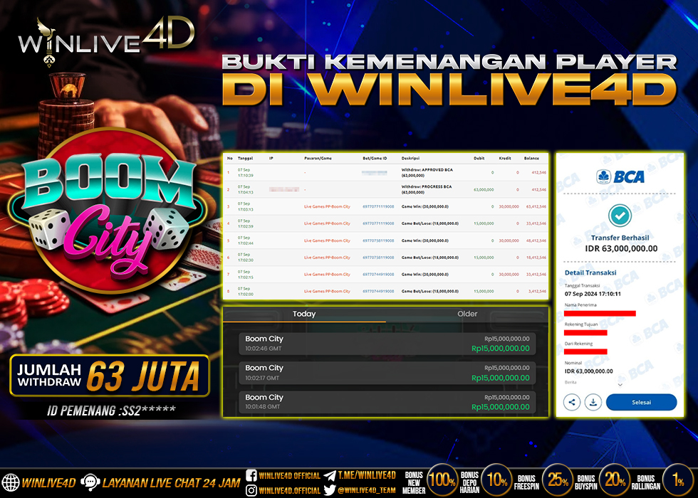 WINLIVE4D JACKPOT LIVE CASINO 63.000.000