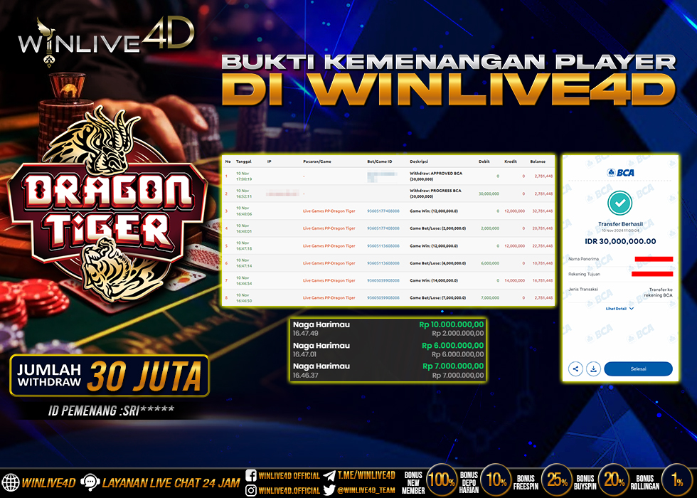 WINLIVE4D JACKPOT LIVE CASINO DRAGON TIGER