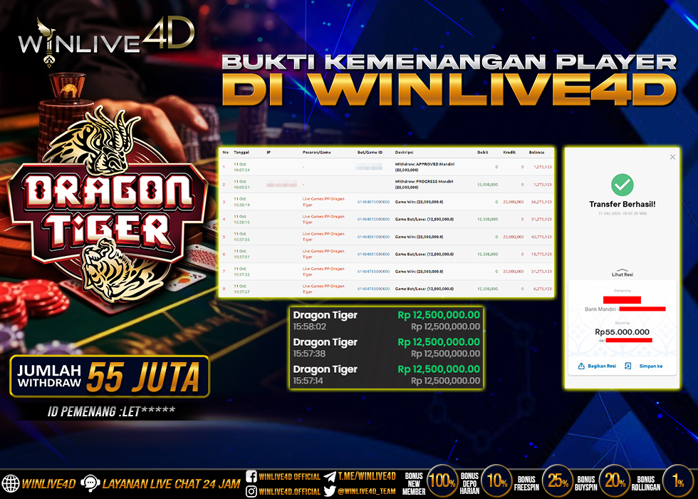WINLIVE4D JACKPOT LIVE CASINO DRAGON TIGER