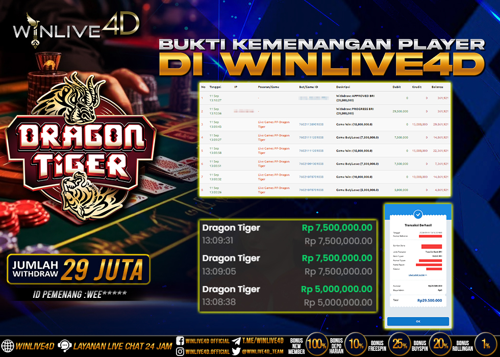 WINLIVE4D JACKPOT LIVE CASINO DRAGON TIGER