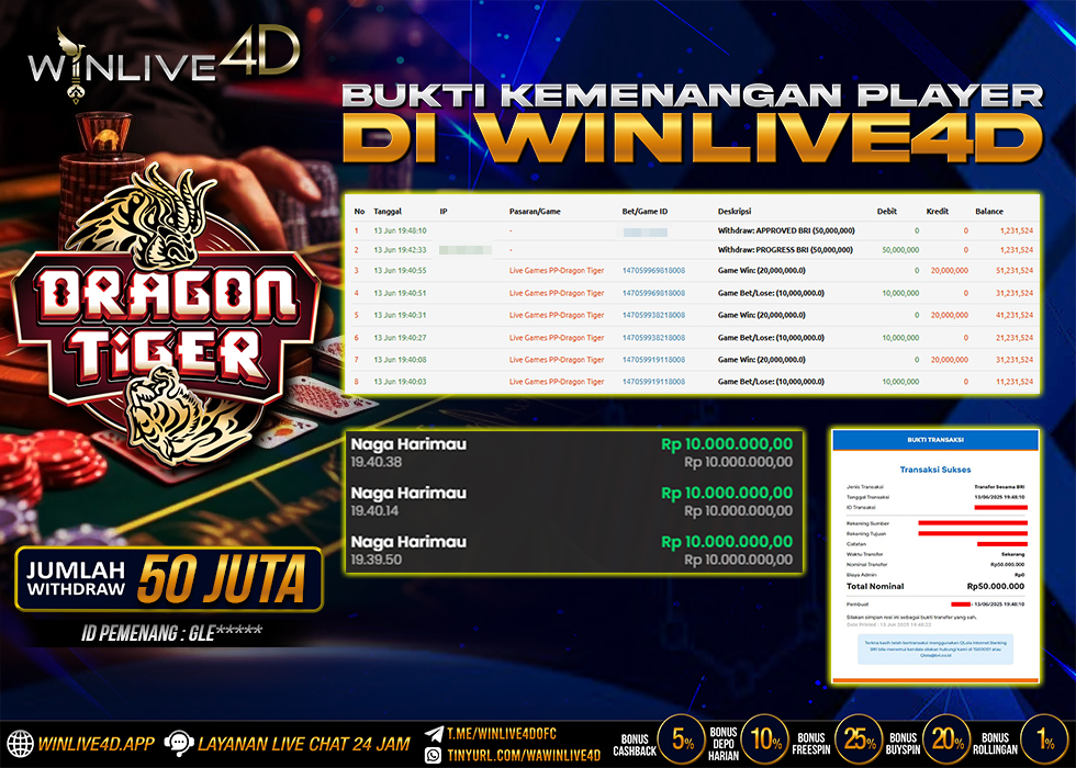 WINLIVE4D JACKPOT LIVE CASINO DRAGON TIGER