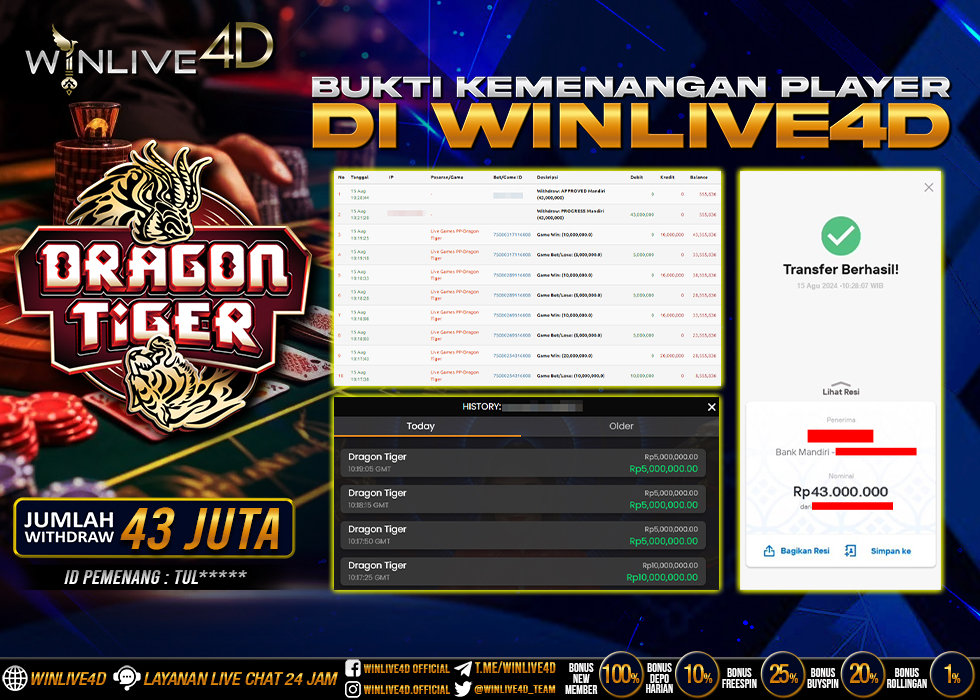 WINLIVE4D JACKPOT LIVE CASINO DRAGON TIGER