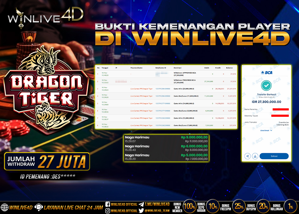 WINLIVE4D JACKPOT LIVE CASINO DRAGON TIGER