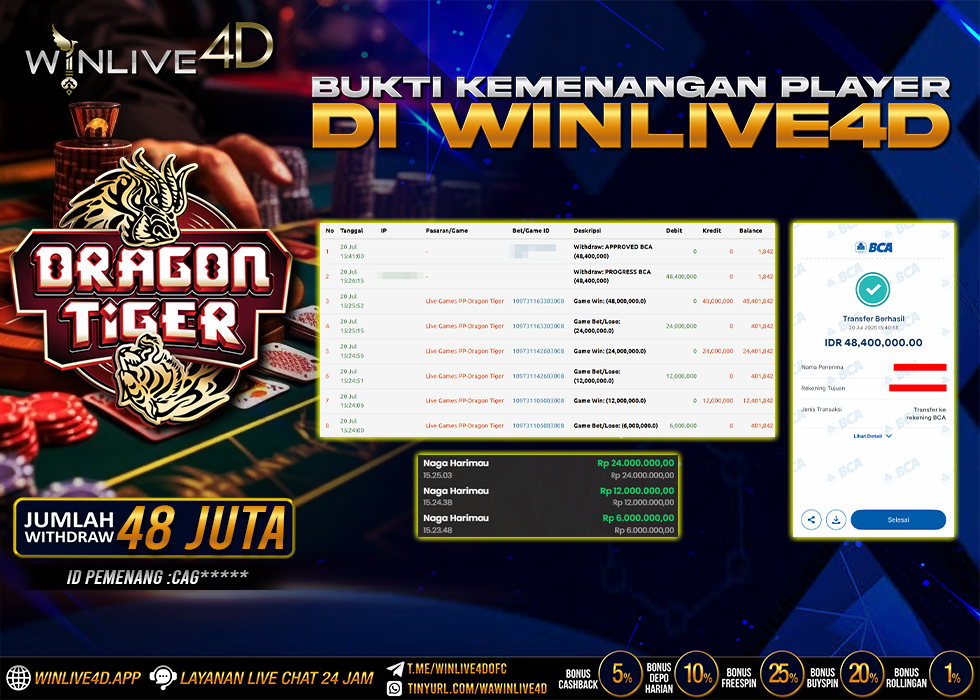 WINLIVE4D JACKPOT LIVE CASINO DRAGON TIGER