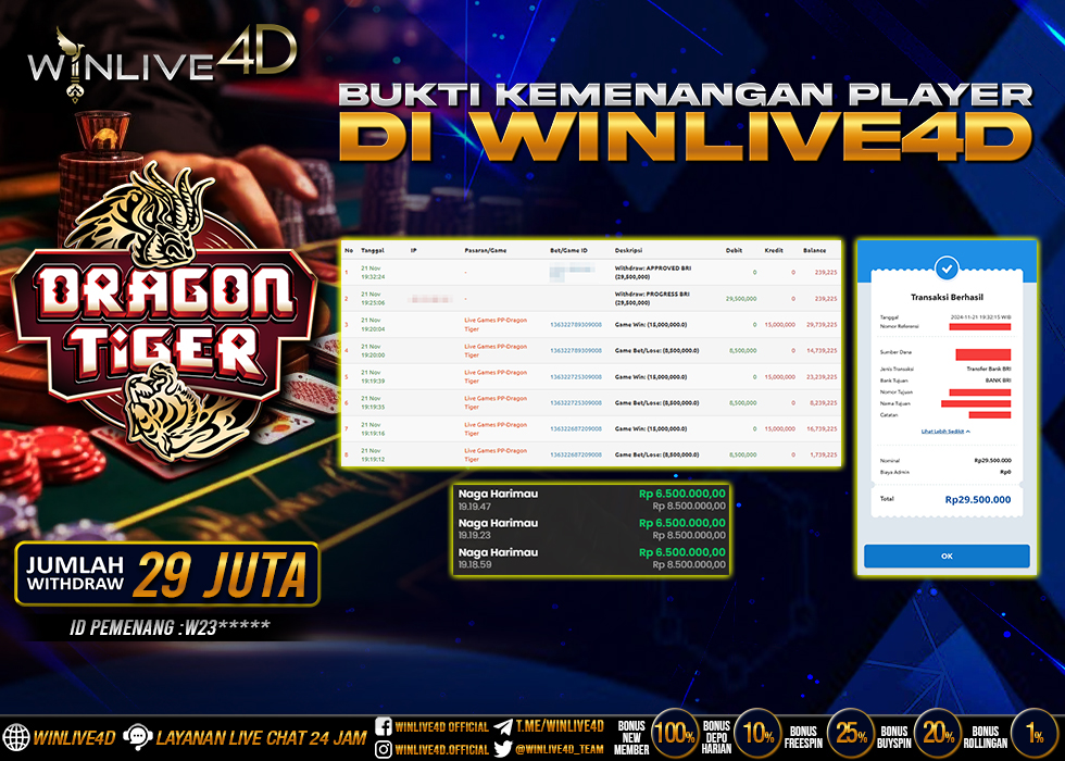 WINLIVE4D JACKPOT LIVE CASINO DRAGON TIGER