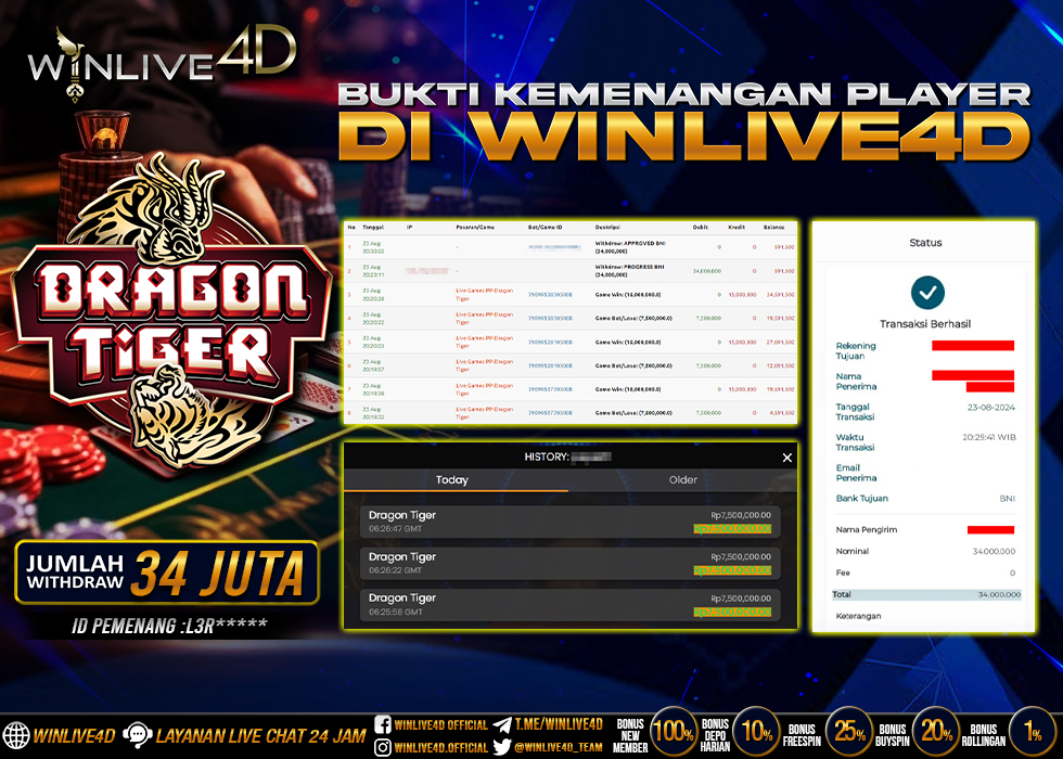 WINLIVE4D JACKPOT LIVE CASINO DRAGON TIGER