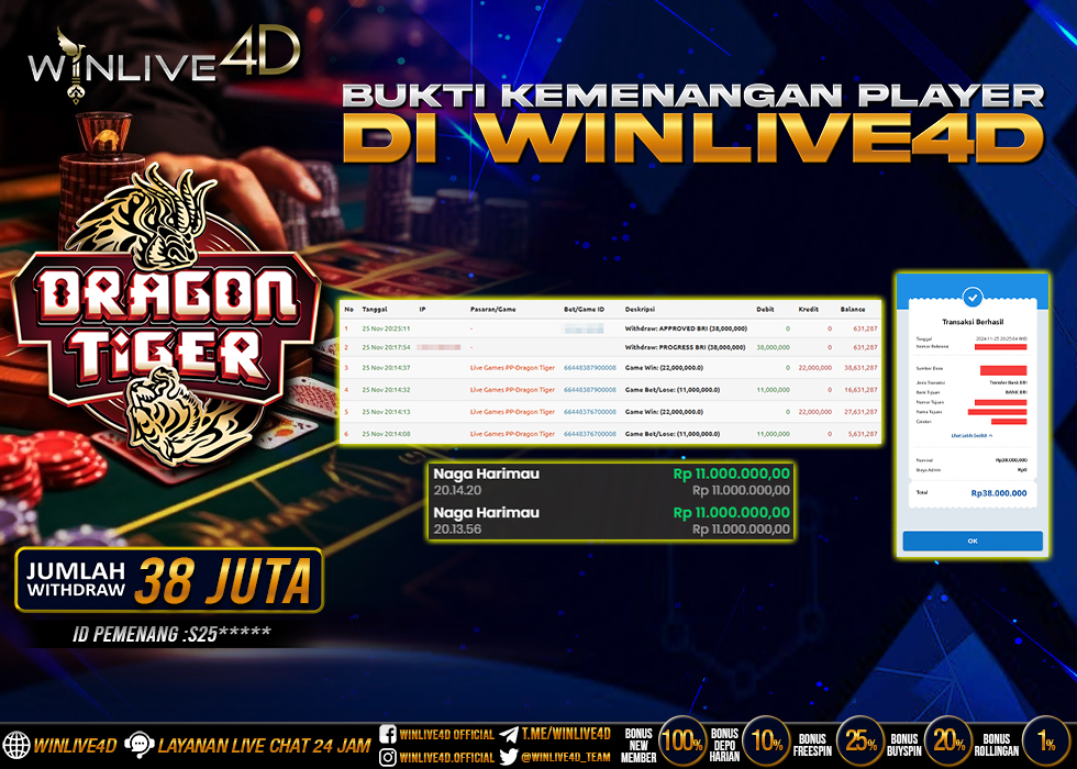 WINLIVE4D JACKPOT LIVE CASINO DRAGON TIGER