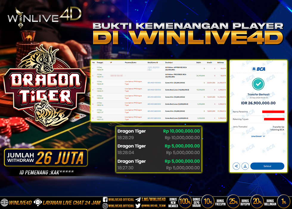 WINLIVE4D JACKPOT LIVE CASINO DRAGON TIGER