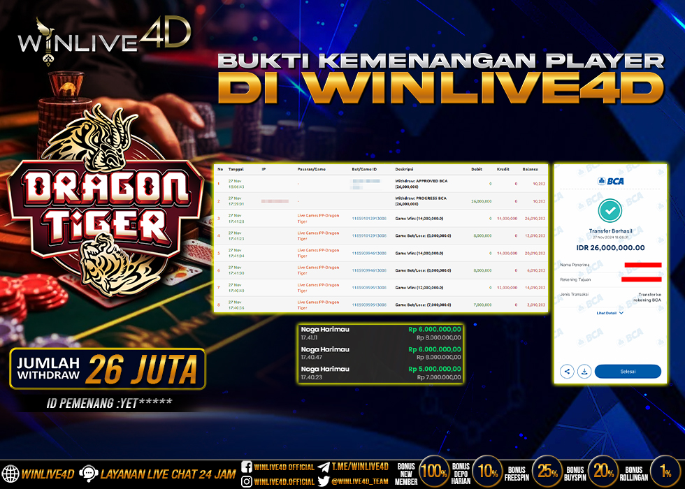 WINLIVE4D JACKPOT LIVE CASINO DRAGON TIGER