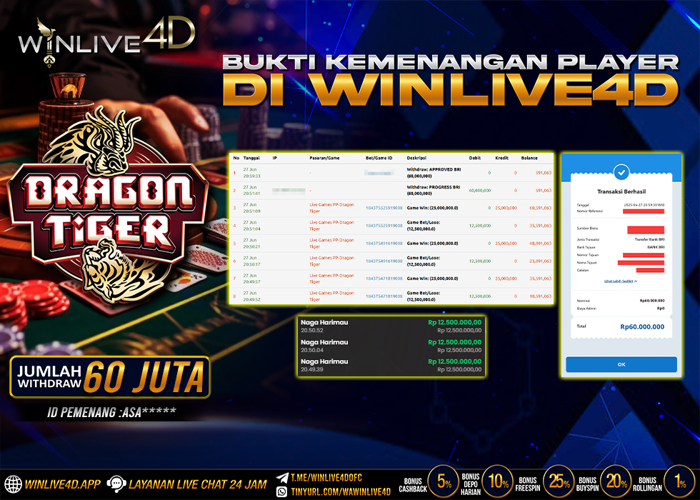 WINLIVE4D JACKPOT LIVE CASINO DRAGON TIGER