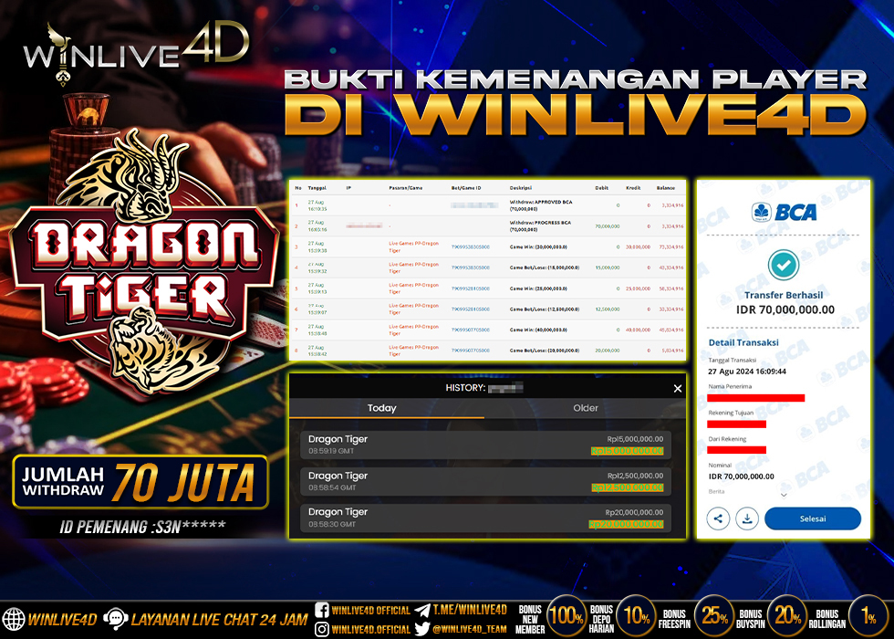 WINLIVE4D JACKPOT LIVE CASINO DRAGON TIGER