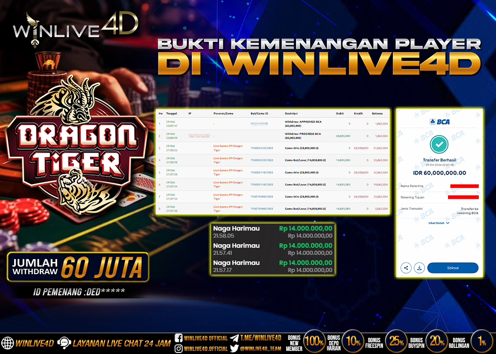 WINLIVE4D JACKPOT LIVE CASINO DRAGON TIGER