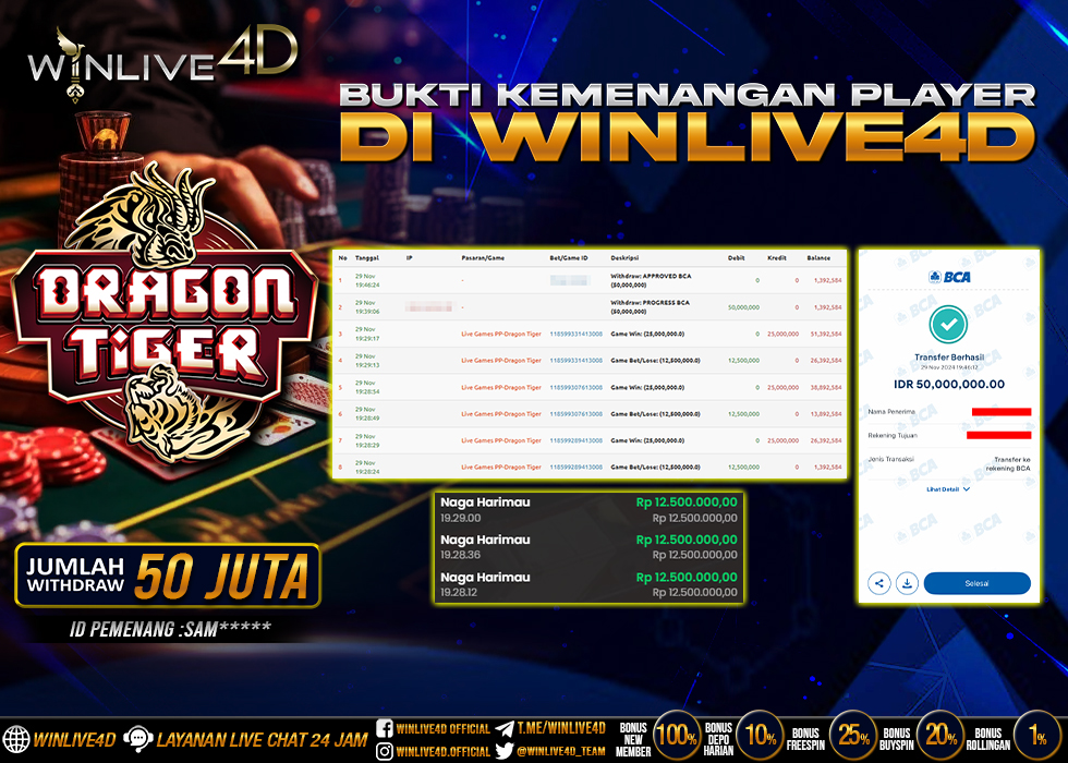 WINLIVE4D JACKPOT LIVE CASINO DRAGON TIGER