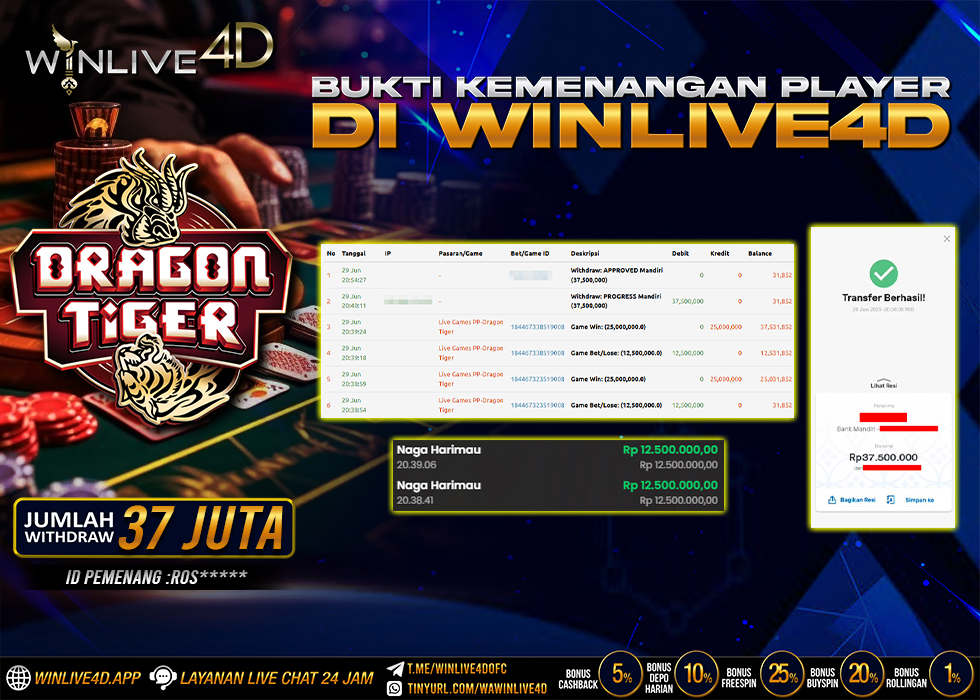 WINLIVE4D JACKPOT LIVE CASINO DRAGON TIGER