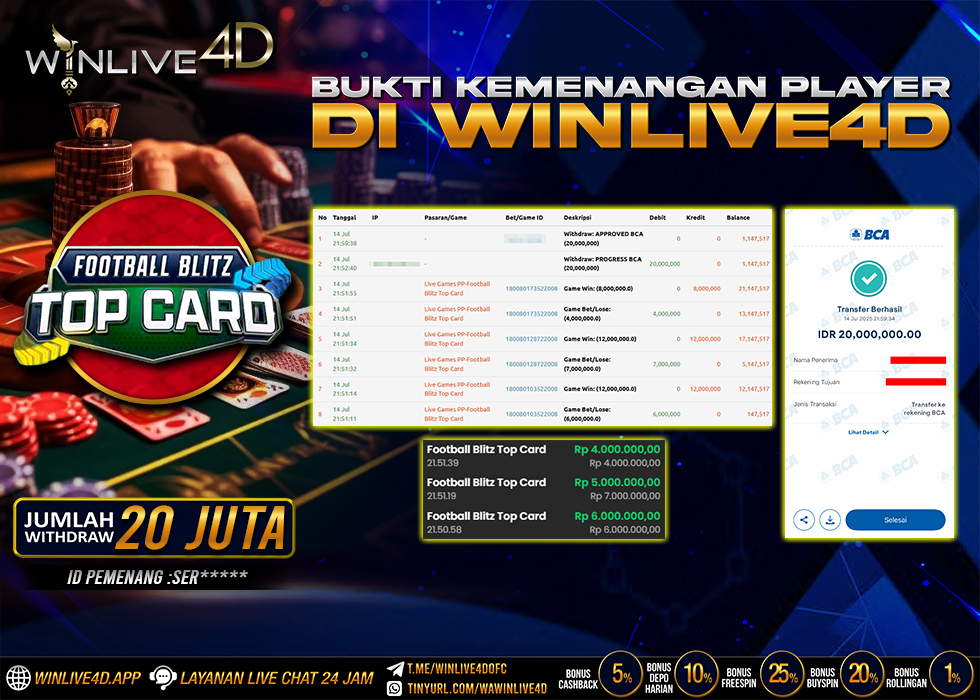 WINLIVE4D JACKPOT LIVE CASINO FOOTBALL BLITZ TOP CARD
