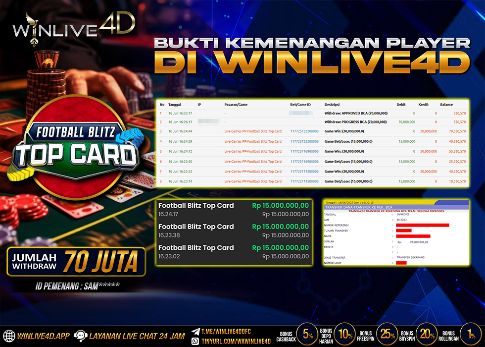WINLIVE4D JACKPOT LIVE CASINO FOOTBALL BLITZ TOP CARD