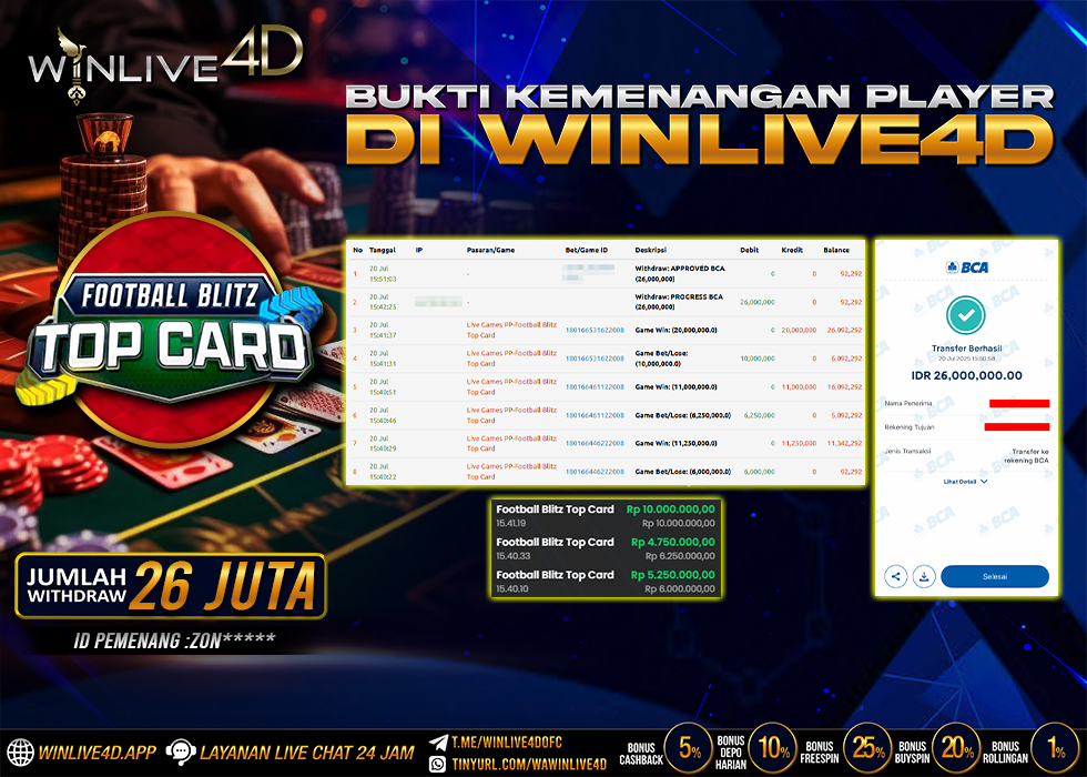 WINLIVE4D JACKPOT LIVE CASINO FOOTBALL BLITZ TOP CARD