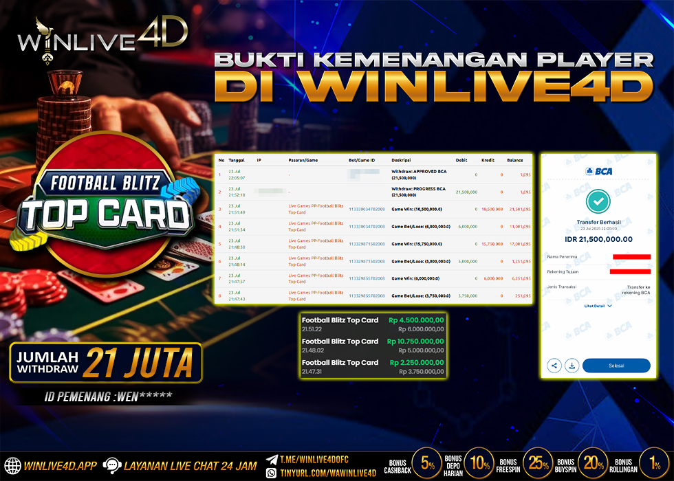 WINLIVE4D JACKPOT LIVE CASINO FOOTBALL BLITZ TOP CARD