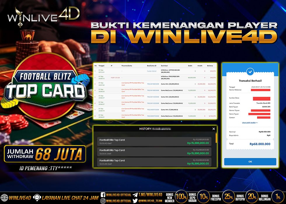 WINLIVE4D JACKPOT LIVE CASINO FOOTBALL BLITZ TOP CARD