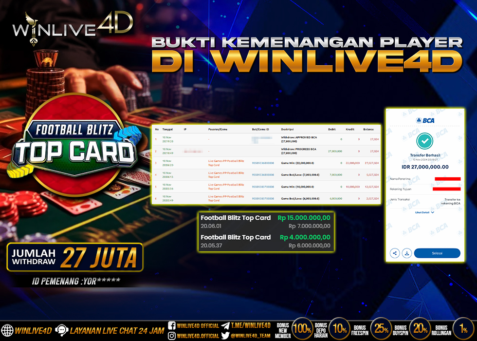 WINLIVE4D JACKPOT LIVE CASINO FOOTBALL BLITZ TOP CARD