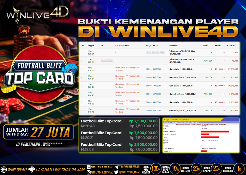 WINLIVE4D JACKPOT LIVE CASINO FOOTBALL BLITZ TOP CARD