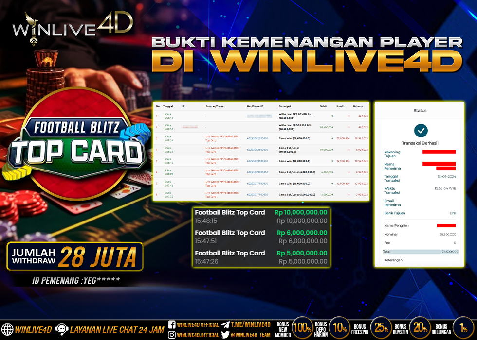 WINLIVE4D JACKPOT LIVE CASINO FOOTBALL BLITZ TOP CARD
