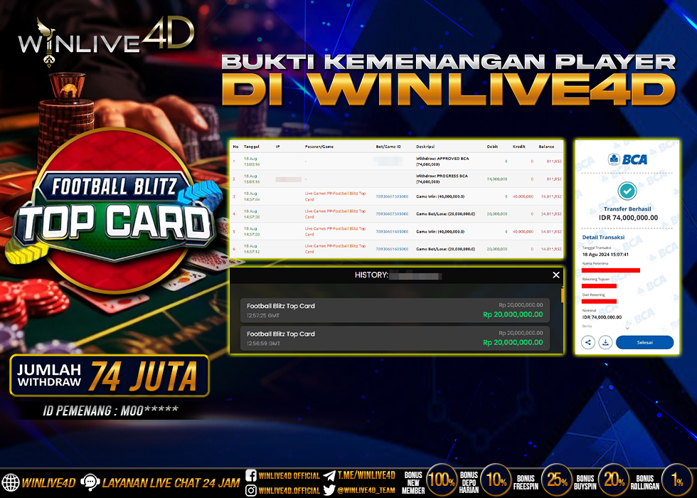 WINLIVE4D JACKPOT LIVE CASINO FOOTBALL BLITZ TOP CARD