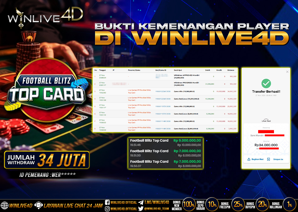 WINLIVE4D JACKPOT LIVE CASINO FOOTBALL BLITZ TOP CARD