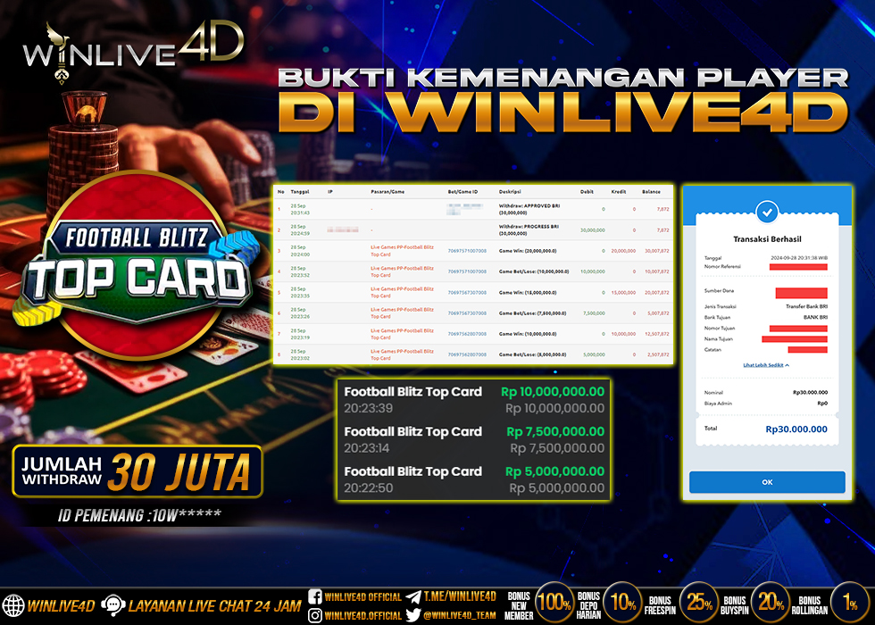 WINLIVE4D JACKPOT LIVE CASINO FOOTBALL BLITZ TOP CARD