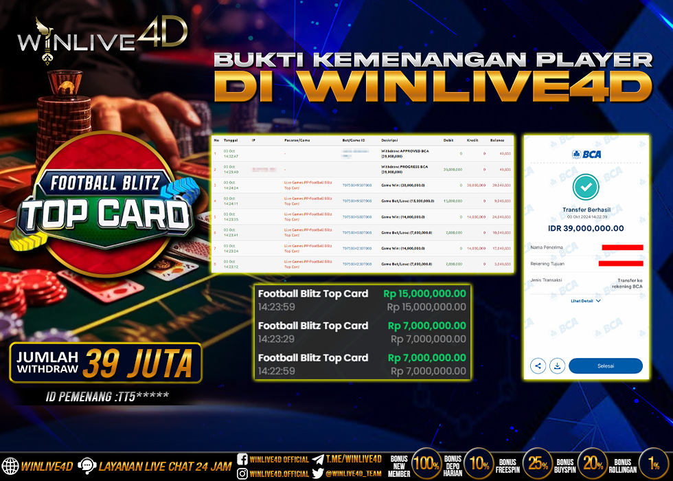 WINLIVE4D JACKPOT LIVE CASINO FOOTBALL BLITZ TOP CARD