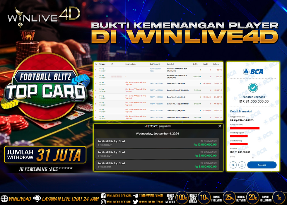 WINLIVE4D JACKPOT LIVE CASINO FOOTBALL BLITZ TOP CARD