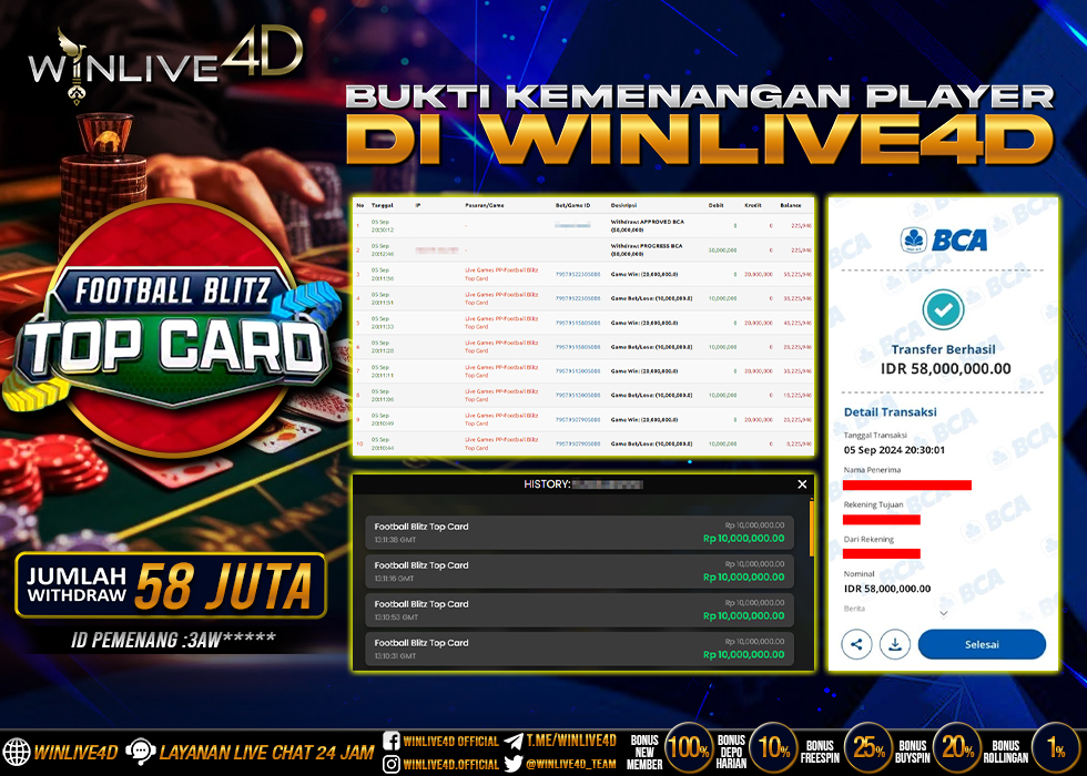 WINLIVE4D JACKPOT LIVE CASINO FOOTBALL BLITZ TOP CARD