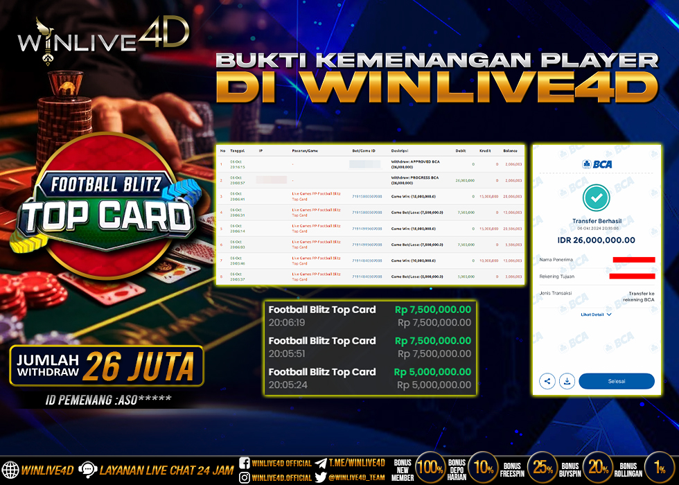 WINLIVE4D JACKPOT LIVE CASINO FOOTBALL BLITZ TOP CARD
