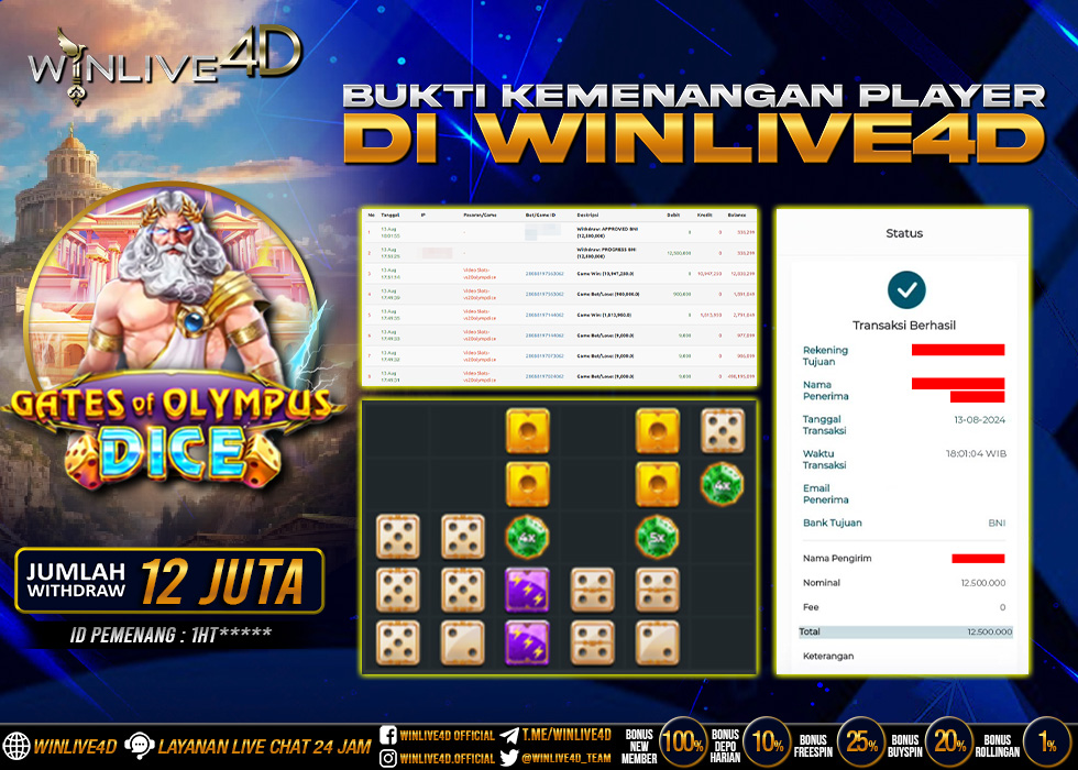 WINLIVE4D JACKPOT GATES OF OLYMPUS DICE