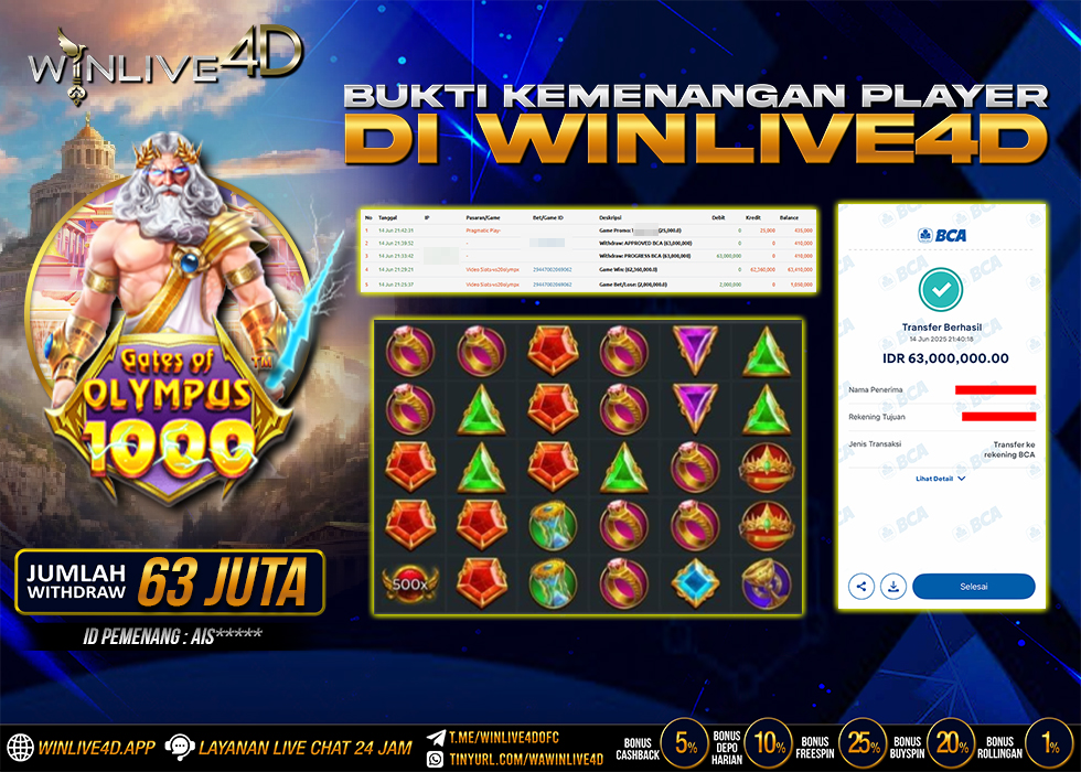 WINLIVE4D JACKPOT SLOT GATES OF OLYMPUS 1000