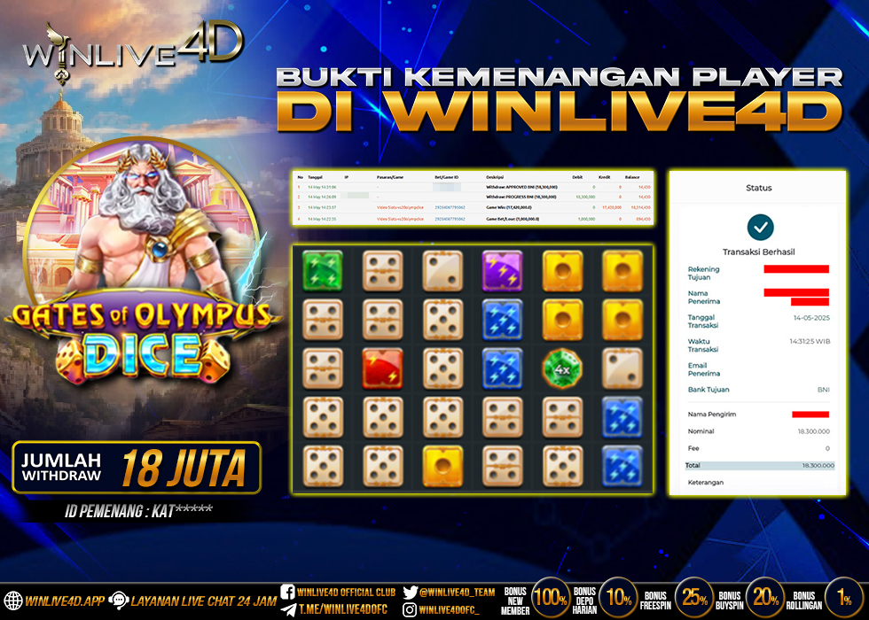 WINLIVE4D JACKPOT GATES OF OLYMPUS DICE
