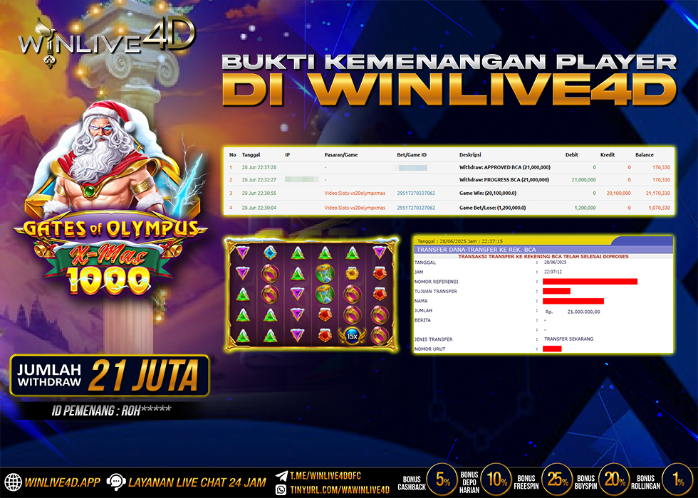 WINLIVE4D JACKPOT GATES OF OLYMPUS XMAZ 1000