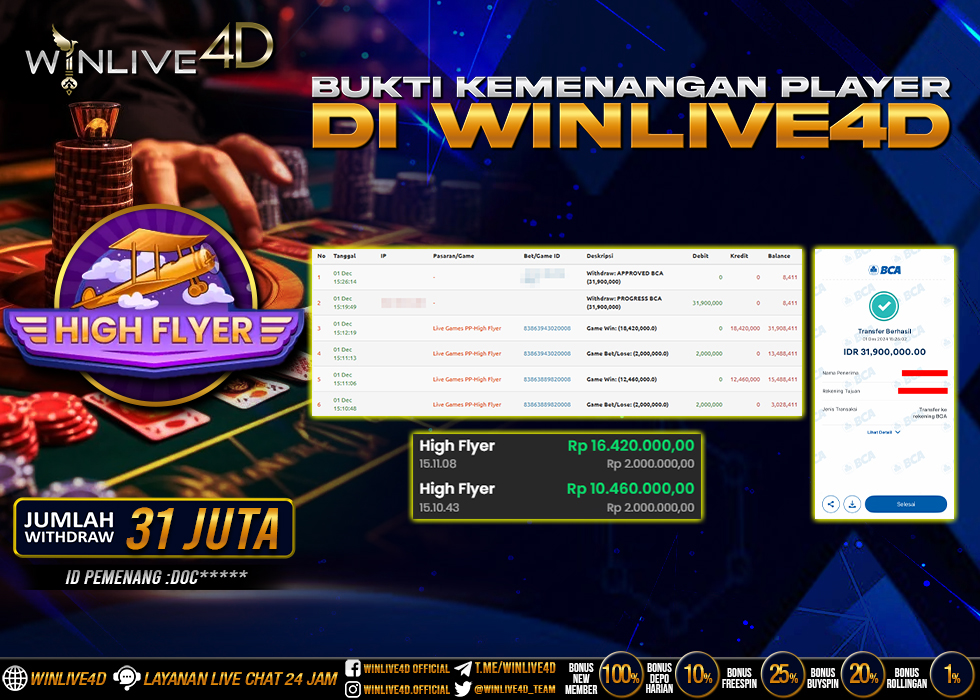 WINLIVE4D JACKPOT LIVE CASINO HIGH FLYER