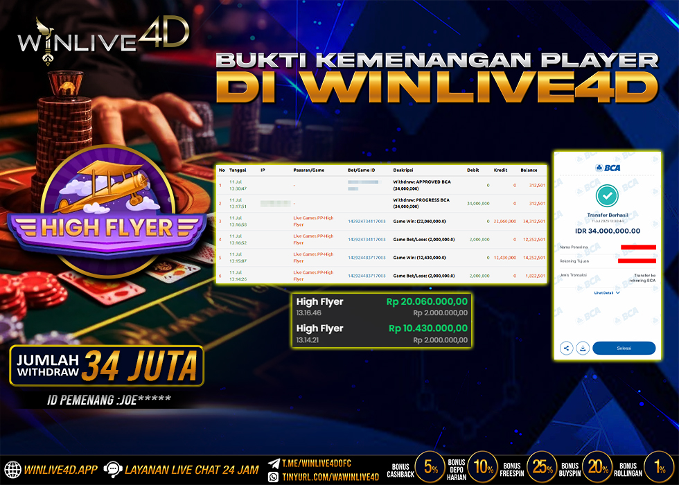 WINLIVE4D JACKPOT LIVE CASINO HIGH FLYER